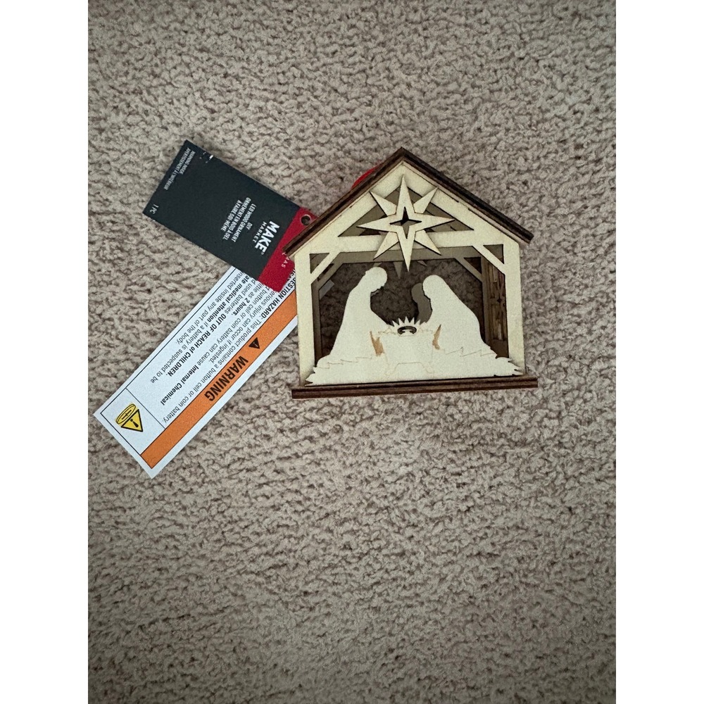 Make Market LED Wood Nativity Scene Christmas Ornament Light Up Stable DIY NEW